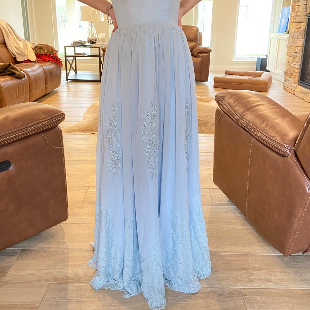 Blue Lace prom dress